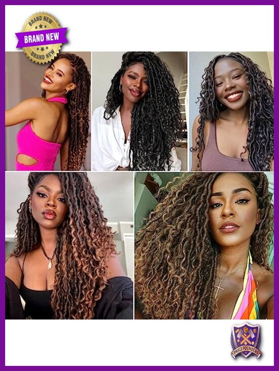 Boho Goddess Locs Crochet Hair Synthetic Pre Looped 18 Inch 7 Packs main image 4